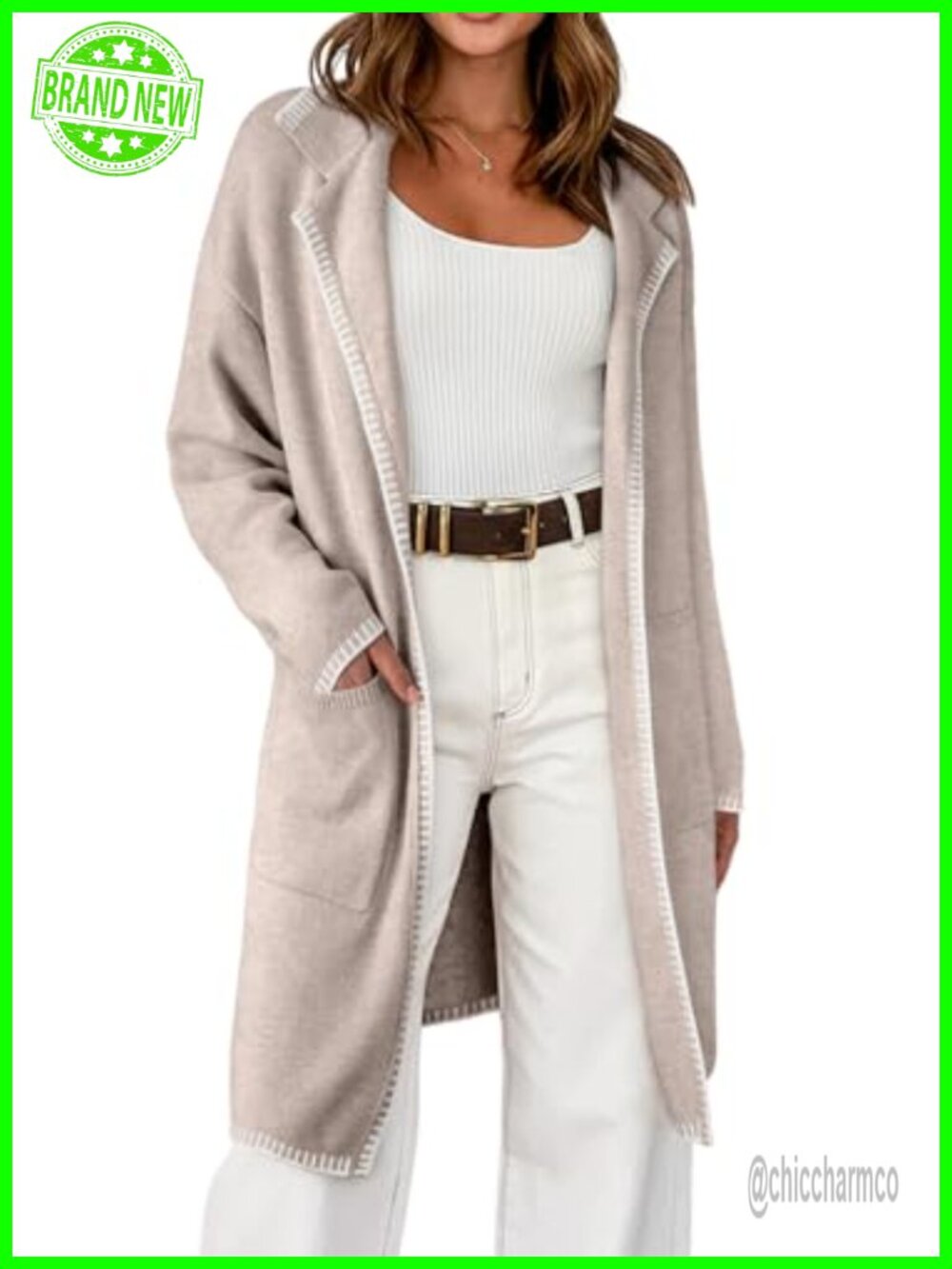Womens Long Cardigan Sweater Coatigan Knit Outwear with Pockets